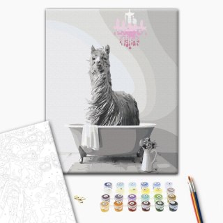 Obraz do samodzielnego malowania - Lama w wannie 40x50