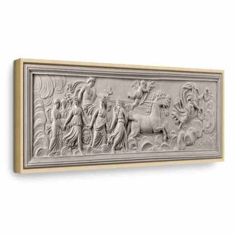 Obraz - Relief: Apollo i Muzy 120x40 W ramie drewnianej naturalnej