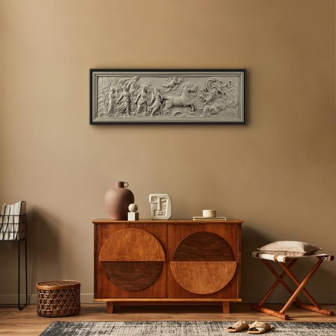 Obraz - Relief: Apollo i Muzy 150x50 W ramie drewnianej czarnej