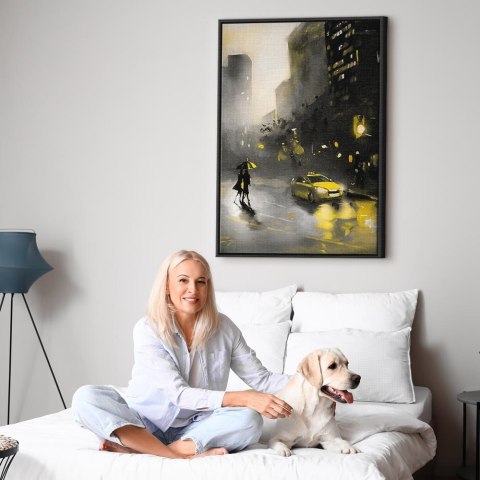 Obraz - Blask miasta (1-częściowy) pionowy 80x120 W ramie drewnianej czarnej