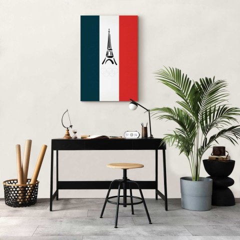 Obraz - Flaga Francji z graficzną wieżą Eiffla 20x30 Na płótnie włoskim
