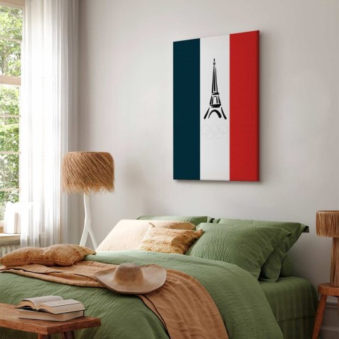 Obraz - Flaga Francji z graficzną wieżą Eiffla 20x30 Premium Print