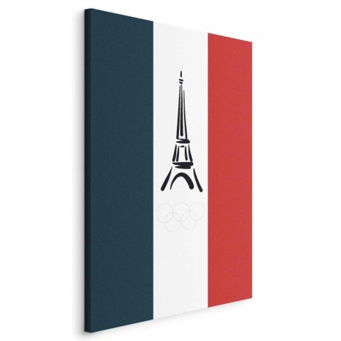 Obraz - Flaga Francji z graficzną wieżą Eiffla 60x90 Na płótnie włoskim