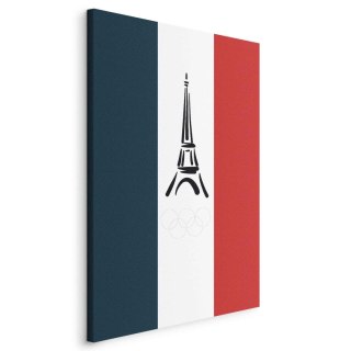 Obraz - Flaga Francji z graficzną wieżą Eiffla 60x90 Standard