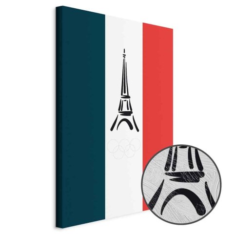 Obraz - Flaga Francji z graficzną wieżą Eiffla 80x120 Premium Print