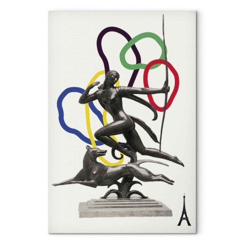 Obraz - Kobieta z psem - ilustracja 40x60 Premium Print