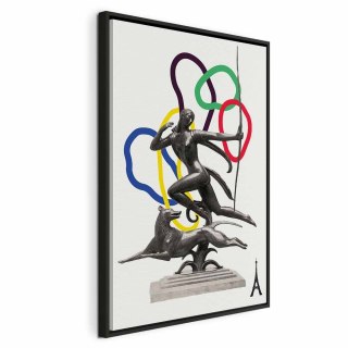 Obraz - Kobieta z psem - ilustracja 40x60 W ramie drewnianej czarnej