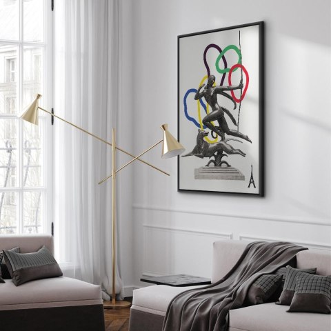 Obraz - Kobieta z psem - ilustracja 40x60 W ramie drewnianej czarnej