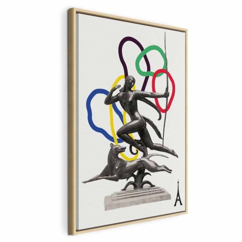 Obraz - Kobieta z psem - ilustracja 40x60 W ramie drewnianej naturalnej