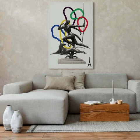 Obraz - Kobieta z psem - ilustracja 60x90 Na płótnie włoskim