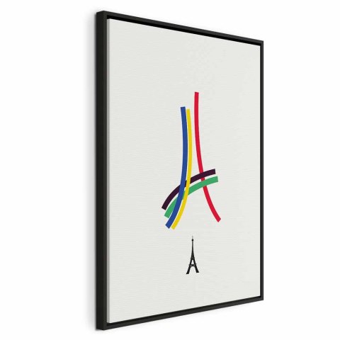 Obraz - Wieża Eiffla - grafika kolorowa - abstrakcja 40x60 W ramie drewnianej czarnej