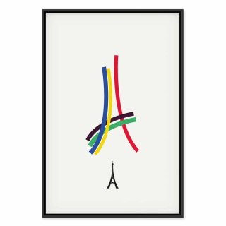 Obraz - Wieża Eiffla - grafika kolorowa - abstrakcja 40x60 W ramie drewnianej czarnej