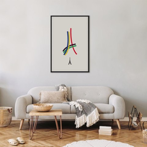 Obraz - Wieża Eiffla - grafika kolorowa - abstrakcja 40x60 W ramie drewnianej czarnej