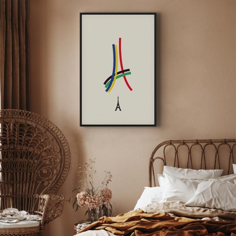 Obraz - Wieża Eiffla - grafika kolorowa - abstrakcja 40x60 W ramie drewnianej czarnej