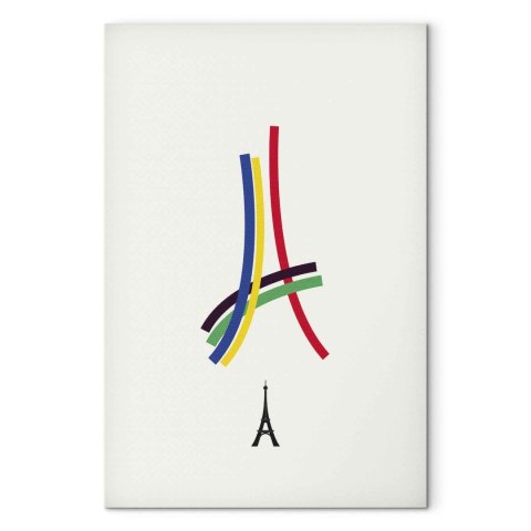 Obraz - Wieża Eiffla - grafika kolorowa - abstrakcja 60x90 Na płótnie włoskim