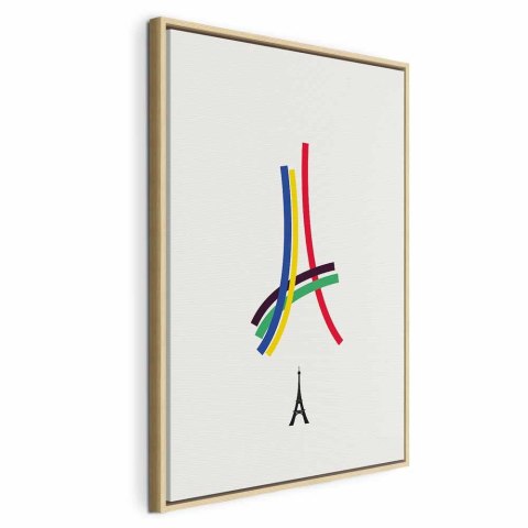 Obraz - Wieża Eiffla - grafika kolorowa - abstrakcja 60x90 W ramie drewnianej naturalnej