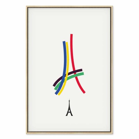 Obraz - Wieża Eiffla - grafika kolorowa - abstrakcja 60x90 W ramie drewnianej naturalnej