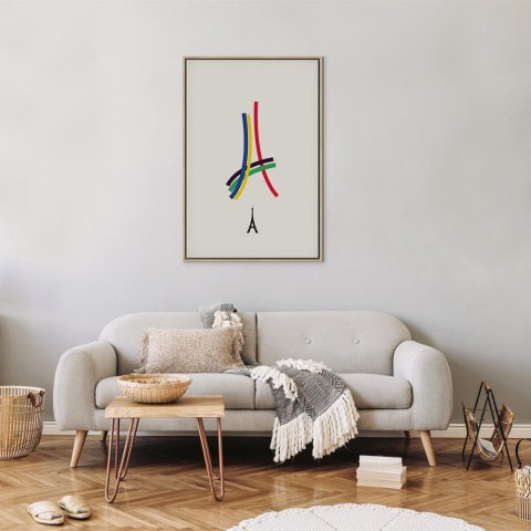 Obraz - Wieża Eiffla - grafika kolorowa - abstrakcja 60x90 W ramie drewnianej naturalnej