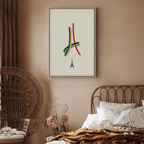 Obraz - Wieża Eiffla - grafika kolorowa - abstrakcja 60x90 W ramie drewnianej naturalnej