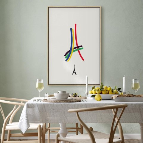 Obraz - Wieża Eiffla - grafika kolorowa - abstrakcja 60x90 W ramie drewnianej naturalnej