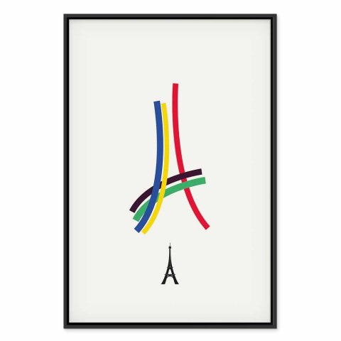 Obraz - Wieża Eiffla - grafika kolorowa - abstrakcja 80x120 W ramie drewnianej czarnej