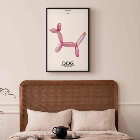 Obraz - Holo-Dog - Kolorowy pies w stylu retro 60x90 W ramie drewnianej czarnej