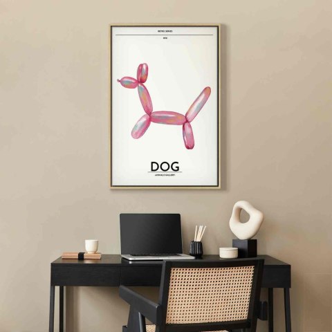 Obraz - Holo-Dog - Kolorowy pies w stylu retro 60x90 W ramie drewnianej naturalnej