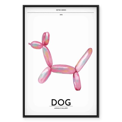 Obraz - Holo-Dog - Kolorowy pies w stylu retro 80x120 W ramie drewnianej czarnej