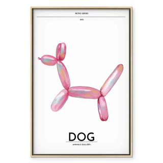 Obraz - Holo-Dog - Kolorowy pies w stylu retro 80x120 W ramie drewnianej naturalnej