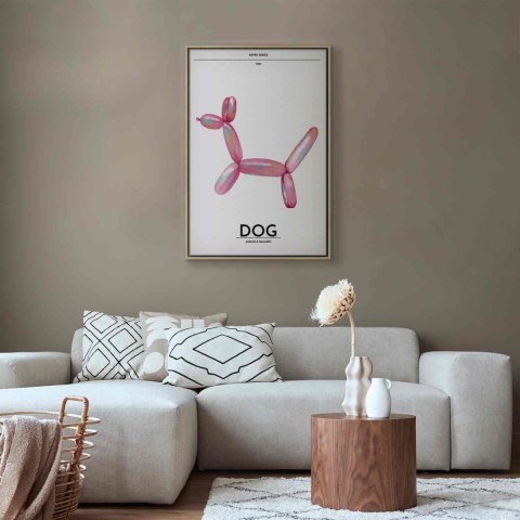 Obraz - Holo-Dog - Kolorowy pies w stylu retro 80x120 W ramie drewnianej naturalnej