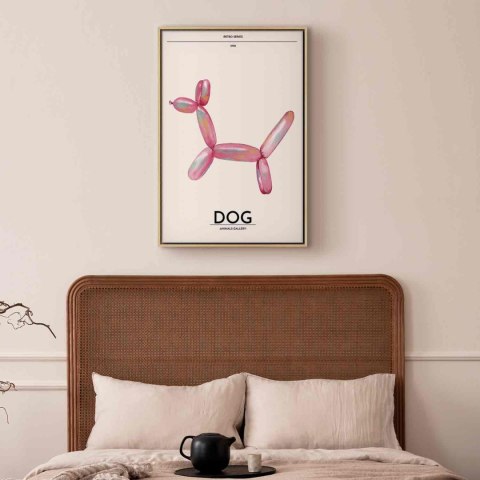 Obraz - Holo-Dog - Kolorowy pies w stylu retro 80x120 W ramie drewnianej naturalnej