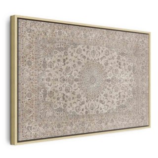 Obraz - Piaskowy dywan - przetarty perski dywan z bogatymi motywami zdobniczymi 90x60 W ramie drewnianej naturalnej