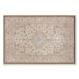Obraz - Piaskowy dywan - przetarty perski dywan z bogatymi motywami zdobniczymi 90x60 W ramie drewnianej naturalnej