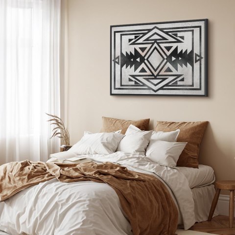 Obraz - Etniczny wzór (1-częściowy) szeroki 90x60 W ramie drewnianej czarnej