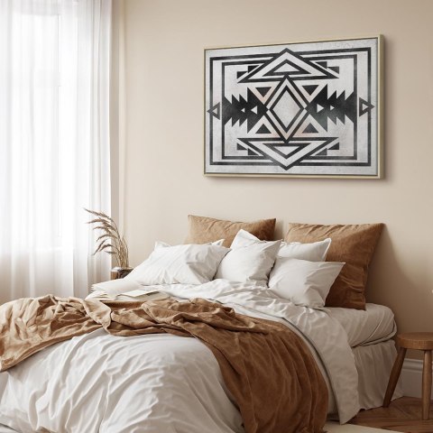 Obraz - Etniczny wzór (1-częściowy) szeroki 90x60 W ramie drewnianej naturalnej