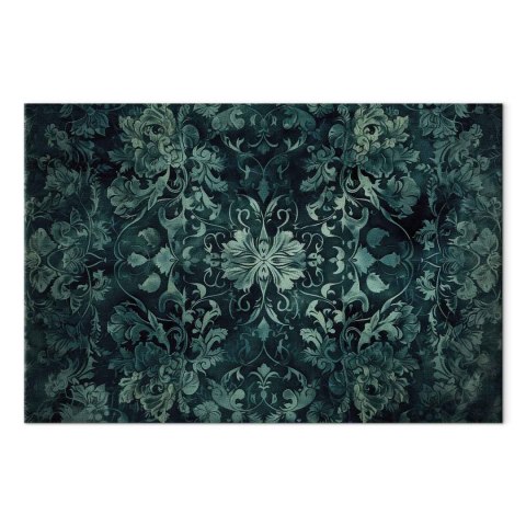 Obraz - Wzór orientalny dywanowy: szmaragdowe ornamenty i przetarte wzory 120x80 Na płótnie włoskim