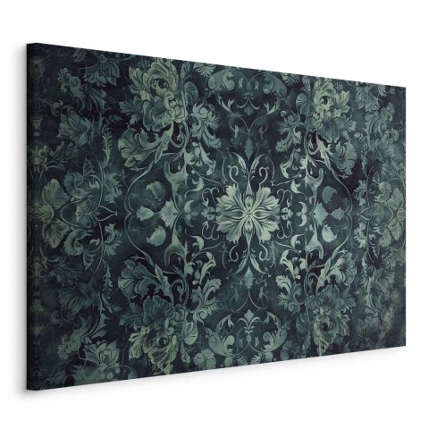 Obraz - Wzór orientalny dywanowy: szmaragdowe ornamenty i przetarte wzory 120x80 Standard
