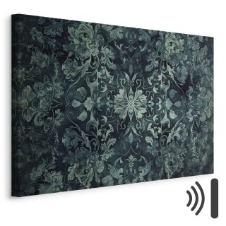 Obraz - Wzór orientalny dywanowy: szmaragdowe ornamenty i przetarte wzory 30x20 Akustyczny