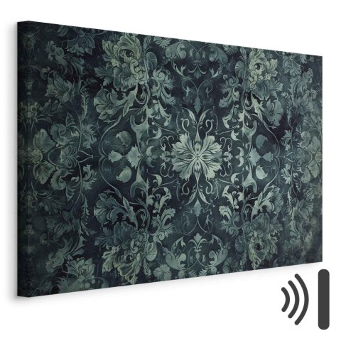 Obraz - Wzór orientalny dywanowy: szmaragdowe ornamenty i przetarte wzory 30x20 Akustyczny