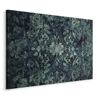 Obraz - Wzór orientalny dywanowy: szmaragdowe ornamenty i przetarte wzory 60x40 Na płótnie włoskim