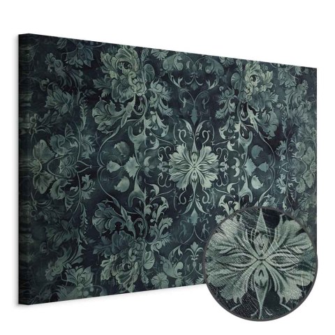 Obraz - Wzór orientalny dywanowy: szmaragdowe ornamenty i przetarte wzory 60x40 Premium Print