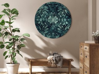 Obraz okrągły - Wzór orientalny dywanowy szmaragdowe ornamenty i przetarte wzory 40x40