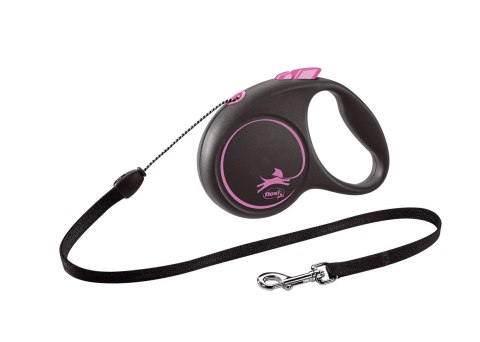 Flexi Smycz Black Design M Linka 5m Do 25kg Różowa