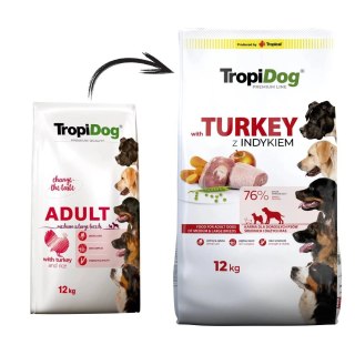 Tropidog Premium Adult Medium & Large Breed Indyk Z Ryżem 12kg