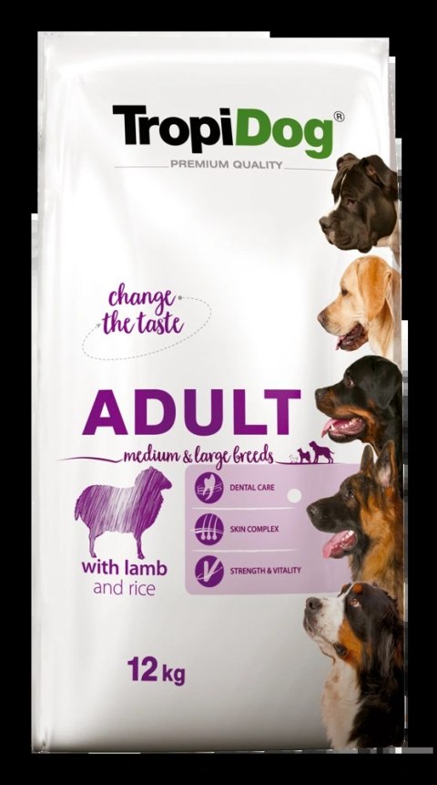 Tropidog Premium Adult Medium & Large Breed Jagnięcina Z Ryżem 12kg