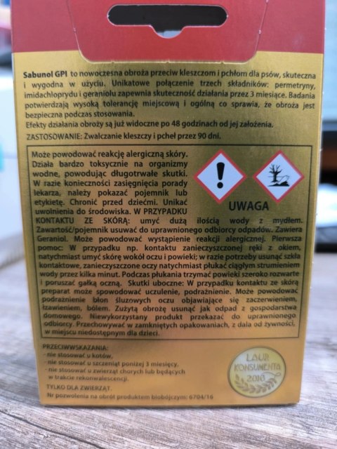Laboratorium DermaPharm Sabunol Czarna Obroża Przeciw Pchłom I Kleszczom Dla Psa 50cm
