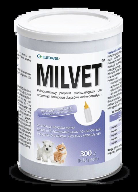 Eurowet Milvet Mleko Zastępcze Dla Szczeniąt I Kociąt 300g