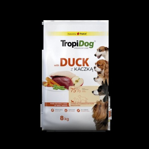 Tropidog Premium Adult Small Breeds Z Kaczką I Ryżem 8kg