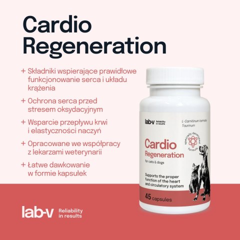 Lab-v Cardio Regeneration Wsparcie Prawidłowego Funkcjonowania Pracy Serca I Układu Krążenia Dla Psów I Kotów 45 Kapsułek