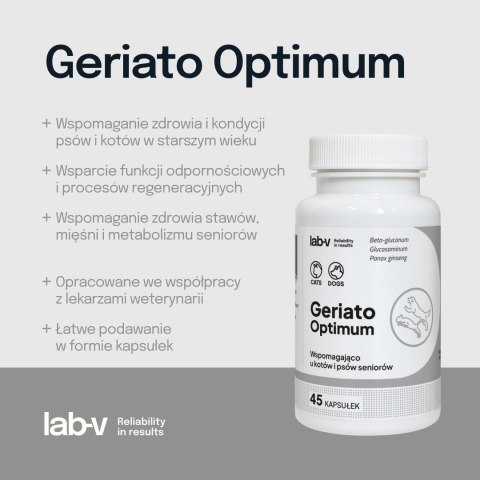 Lab-v Geriato Optimum Wspomaganie Zdrowia Seniorów Dla Psów I Kotów 45 Kapsułek